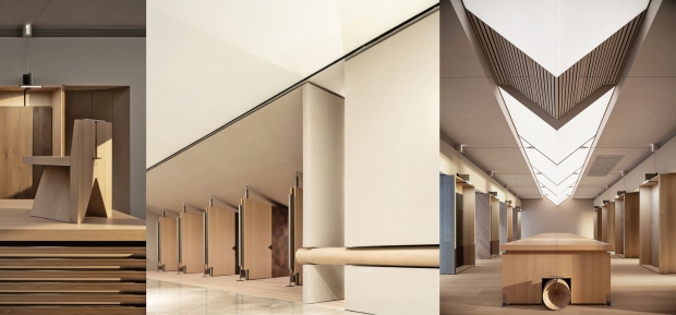 LAK概念展廳
設計：Pone Architecture（廣州）
生產：LAK（廣州）
得獎原因：設計不限於單一object，如今的展廳不僅僅是為展示產品的目的而設 —— 理想情況下，它們還可以吸引參觀者進入一個可以用所有感官體驗的品牌世界。LAK概念店充滿情感，整體實施和構思旨在吸引所有感官。其設計師面臨的挑戰是，以直觀的方式呈現木材的物質和精神屬性，同時在這些屬性與公司的品牌價值和產品之間建立聯繫。其結果是一個令人興奮的建築概念：「整個房間散發着非凡美感。可移動的牆壁使空間的不斷重組成為可能，而經過深思熟慮的照明設計提供了非常微妙的強調。」紅點設計的評審說。